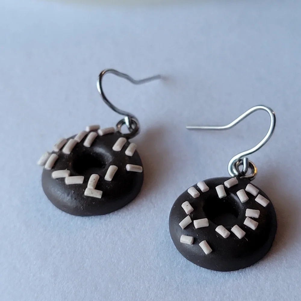 Chocolate Donut Earrings with Sprinkles